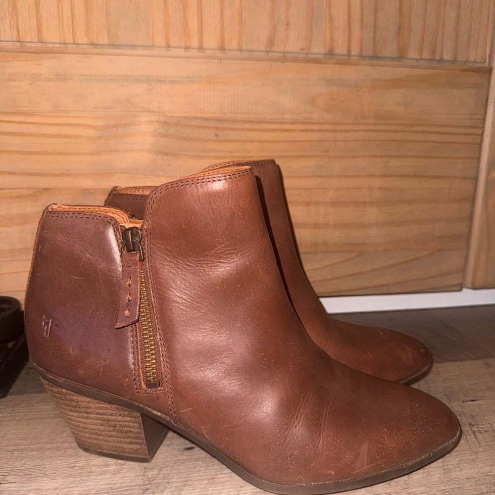Frye Tan Leather Ankle Booties